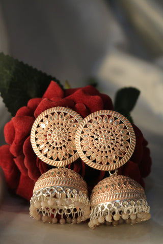 Pahal Traditional Round Peach Jhumka Earrings Indian Bollywood Party Wear Jewelry for Women