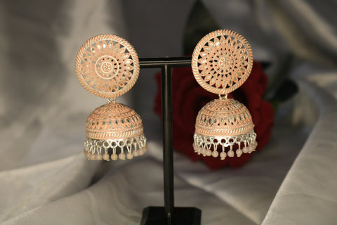 Shramya Pahal Traditional Round Peach Jhumka Earrings Indian Bollywood Party Wear Jewelry