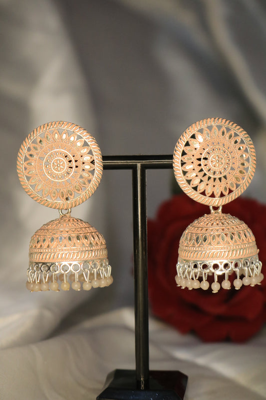 Shramya Pahal Traditional Round Peach Jhumka Earrings Indian Bollywood Party Wear Jewelry