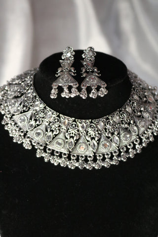 Shramya Oxidized Silver-toned Afghani Turkish Choker Set