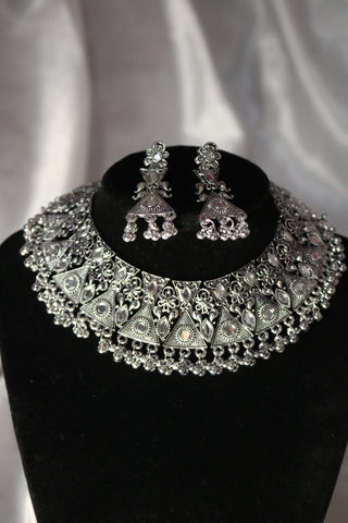 Shramya Oxidized Silver-toned Afghani Turkish Choker Set