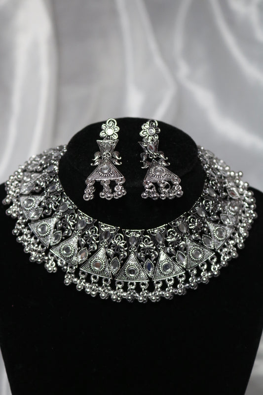 Shramya Oxidized Silver-toned Afghani Turkish Choker Set