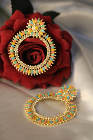 Shramya Multicolor Studded Chandbali Earring