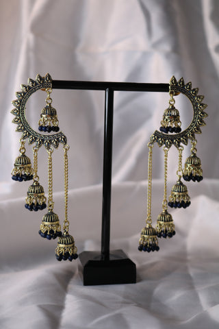 Shramya Half Chandbali with Chandelier Jhumka Earring