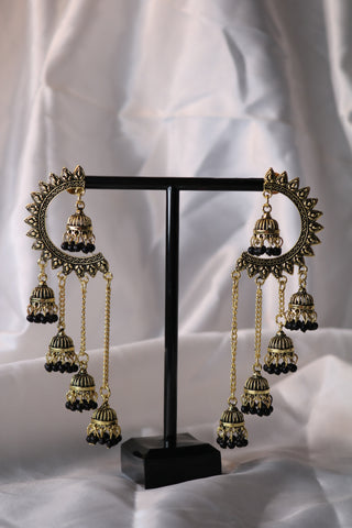 Shramya Half Chandbali with Chandelier Jhumka Earring