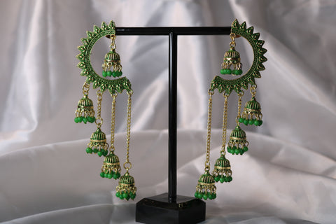 Shramya Half Chandbali with Chandelier Jhumka Earring