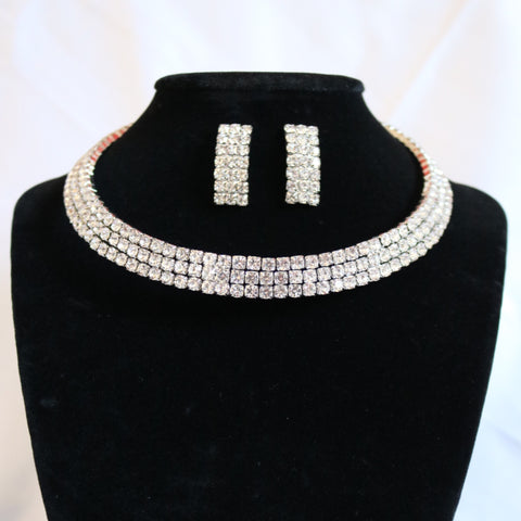 Shramya Sparkly Clear Crystal Rhinestone Necklace Set