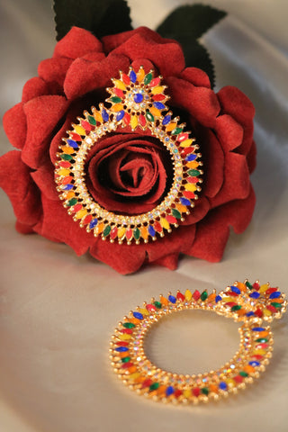 Shramya Multicolor Studded Chandbali Earring