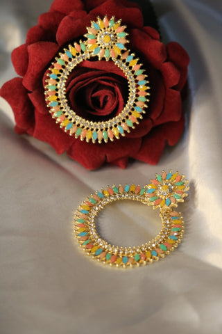 Shramya Multicolor Studded Chandbali Earring