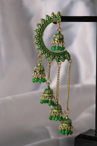 Shramya Half Chandbali with Chandelier Jhumka Earring