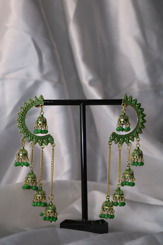 Shramya Half Chandbali with Chandelier Jhumka Earring