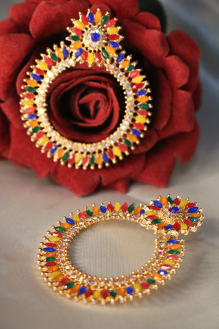 Shramya Multicolor Studded Chandbali Earring