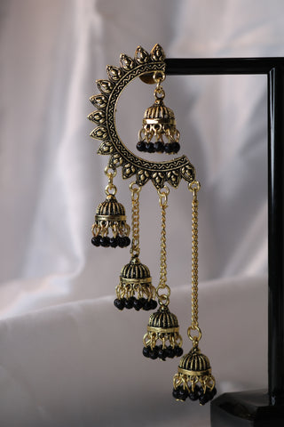 Shramya Half Chandbali with Chandelier Jhumka Earring